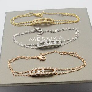 Messika Three-Diamond Sliding Double-Layer Bracelet